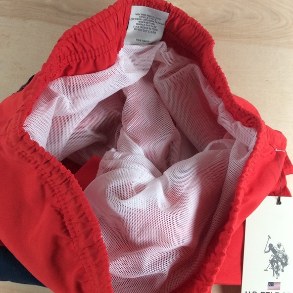U.S. Polo Assn. Boys Swim Shorts Swim Trunks Size L 10-12 Red Blue NWT - Picture 7 of 11
